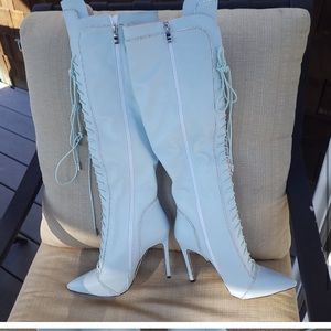Blue rhinestone boots size 8